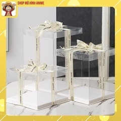 Hộp Trong Suốt Kèm Ruy Băng, Hộp Đựng Các Sản Phẩm Quà Tặng, Bánh Kem, Gấu Bông, Đồ Trang Trí