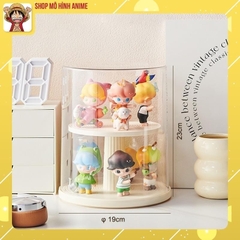 Tủ Kính Mica Đựng Mô Hình, Popmart, Kệ Hộp Đựng Nước Hoa, Mỹ Phẩm Hình Tròn, Có Thể Xoay 360, Chống Bụi, Chông Nước