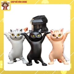 Mô Hình 5 Mèo Giơ Tay, Cao 5cm, Mô Hình Mèo Để Bàn, Decor Trang Trí Bánh Kem, Bộ Sưu Tập Mèo