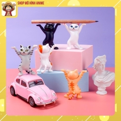 Mô Hình 5 Mèo Giơ Tay, Cao 5cm, Mô Hình Mèo Để Bàn, Decor Trang Trí Bánh Kem, Bộ Sưu Tập Mèo