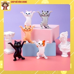 Mô Hình 5 Mèo Giơ Tay, Cao 5cm, Mô Hình Mèo Để Bàn, Decor Trang Trí Bánh Kem, Bộ Sưu Tập Mèo