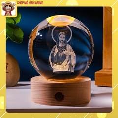 Đèn Ngủ Quả Cầu Pha Lê Hình Tượng Phật, Chúa jesus, Quan Thế Âm, Đèn 3D Phát Sáng Ban Đêm, Decor Trang Trí, Quà Tặng