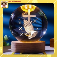 Đèn Ngủ Quả Cầu Pha Lê Hình Tượng Phật, Chúa jesus, Quan Thế Âm, Đèn 3D Phát Sáng Ban Đêm, Decor Trang Trí, Quà Tặng