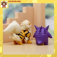 Bộ 8 Mô Hình Nhân Vật Pokemon, Pikachu, Gengar, Hitokage Và Các Huấn Luyện Viên Cao 8cm, Mô Hình Decor Trang Trí