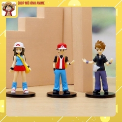 Bộ 8 Mô Hình Nhân Vật Pokemon, Pikachu, Gengar, Hitokage Và Các Huấn Luyện Viên Cao 8cm, Mô Hình Decor Trang Trí