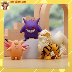 Bộ 8 Mô Hình Nhân Vật Pokemon, Pikachu, Gengar, Hitokage Và Các Huấn Luyện Viên Cao 8cm, Mô Hình Decor Trang Trí