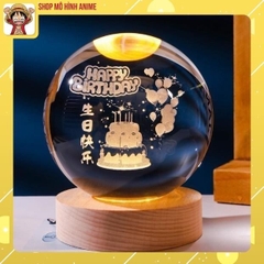 Quả Cầu 3D Pha Lê Phát Sáng, Đèn Led USB, Đường Kính 8cm, Decor Trang Trí, Quà Tặng Ngày Lễ Đặc Biệt