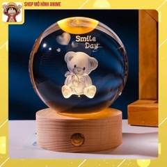 Quả Cầu 3D Pha Lê Phát Sáng, Đèn Led USB, Đường Kính 8cm, Decor Trang Trí, Quà Tặng Ngày Lễ Đặc Biệt