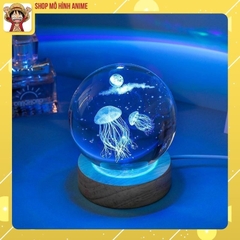 Đèn Ngủ Quả Cầu Pha Lê 3D Phát Sáng, Hình Các Sinh Vật Đại Dương, Đèn Decor Trang Trí, Quà Tặng Sinh Nhật