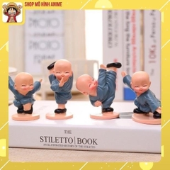 Mô Hình 4 Chú Tiểu KungFu, Decor Trang Trí Phòng Học, Làm Việc, Taplo Ô Tô