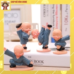 Mô Hình 4 Chú Tiểu KungFu, Decor Trang Trí Phòng Học, Làm Việc, Taplo Ô Tô