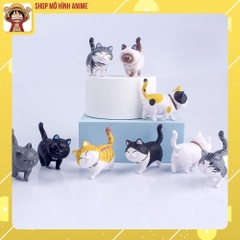 [Ngẫu Nhiên 1 Mèo] Bộ 9 Mèo Đi Bộ Cute Đáng Yêu, Mô Hình Để Bàn, Decor Trang Trí, Bánh Kem, Bánh Sinh Nhật, Bộ Sưu Tập