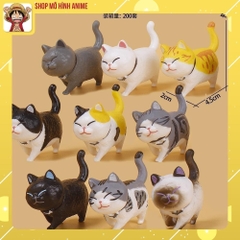 [Ngẫu Nhiên 1 Mèo] Bộ 9 Mèo Đi Bộ Cute Đáng Yêu, Mô Hình Để Bàn, Decor Trang Trí, Bánh Kem, Bánh Sinh Nhật, Bộ Sưu Tập