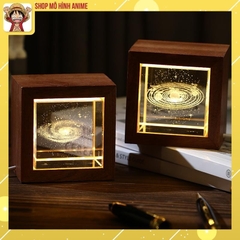 Đèn Ngủ Pha Lê 3D Phát Sáng, Quả Cầu Lập Phương, Khung gỗ, Tích Điện, Thích Hợp Làm Đèn Ngủ, Đèn Decor, Quà Tặng