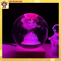 Đèn Ngủ 3D Quả Cầu Pha Lê Phát Sáng đế vuông đổi màu , Quà Tặng Sinh Nhật, Quà Lưu Niệm, Qùa Tặng Giáng Sinh