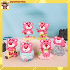 Mô Hình 6 Nhân Vật Gấu Dâu Lotso Đi Xe Đáng Yêu Cute, Cao 8cm Thích Hợp Decor Trang Trí Phòng Ngủ, Quà Tặng Sinh Nhật