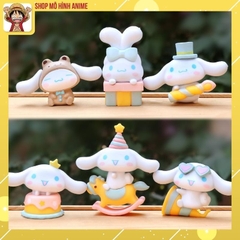 Bộ 6 Mô Hình Thỏ Trắng Cinnamoroll Tai Dài Siêu Ngộ Nghĩnh, Mô Hình Cao 7cm, Decor Trang Trí, Bộ Sưu Tập Nhân Vật