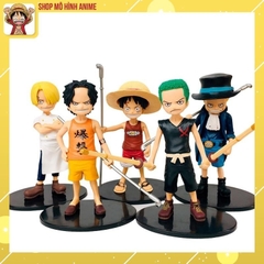 Bộ 5 Mô Hình One Piece Thời Ấu Thơ Luffy, Ace, Sanji, Zoro, Sabo, Mô Hình Cao 15cm Decor Trang Trí, Bộ Sưu Tập Nhân Vật