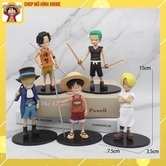 Bộ 5 Mô Hình One Piece Thời Ấu Thơ Luffy, Ace, Sanji, Zoro, Sabo, Mô Hình Cao 15cm Decor Trang Trí, Bộ Sưu Tập Nhân Vật