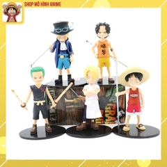 Bộ 5 Mô Hình One Piece Thời Ấu Thơ Luffy, Ace, Sanji, Zoro, Sabo, Mô Hình Cao 15cm Decor Trang Trí, Bộ Sưu Tập Nhân Vật