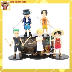 Bộ 5 Mô Hình One Piece Thời Ấu Thơ Luffy, Ace, Sanji, Zoro, Sabo, Mô Hình Cao 15cm Decor Trang Trí, Bộ Sưu Tập Nhân Vật