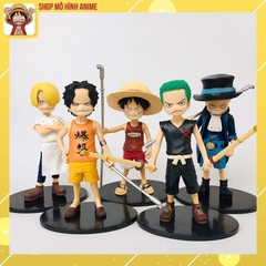 Bộ 5 Mô Hình One Piece Thời Ấu Thơ Luffy, Ace, Sanji, Zoro, Sabo, Mô Hình Cao 15cm Decor Trang Trí, Bộ Sưu Tập Nhân Vật