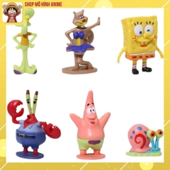 Mô Hình 6 Nhân Vật Chú Bọt Biển Tinh Nghịch, SpongeBob SquarePants Cao 6cm, Mô Hình Decor Trang Trí, Bộ Sưu Tập Nhân Vật