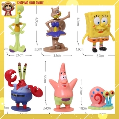 Mô Hình 6 Nhân Vật Chú Bọt Biển Tinh Nghịch, SpongeBob SquarePants Cao 6cm, Mô Hình Decor Trang Trí, Bộ Sưu Tập Nhân Vật