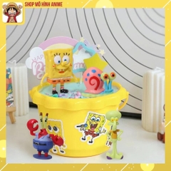 Mô Hình 6 Nhân Vật Chú Bọt Biển Tinh Nghịch, SpongeBob SquarePants Cao 6cm, Mô Hình Decor Trang Trí, Bộ Sưu Tập Nhân Vật