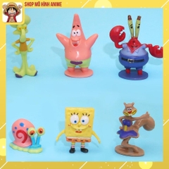 Mô Hình 6 Nhân Vật Chú Bọt Biển Tinh Nghịch, SpongeBob SquarePants Cao 6cm, Mô Hình Decor Trang Trí, Bộ Sưu Tập Nhân Vật