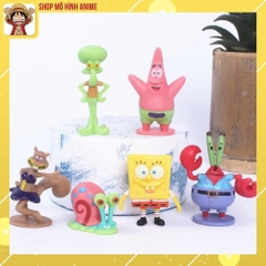 Mô Hình 6 Nhân Vật Chú Bọt Biển Tinh Nghịch, SpongeBob SquarePants Cao 6cm, Mô Hình Decor Trang Trí, Bộ Sưu Tập Nhân Vật