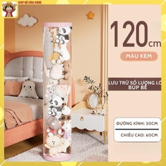 Hộp Đựng Gấu Bông, Búp Bê Hình Trụ Tròn Trong Suốt, Sắp Xếp Đồ Chơi Cho Bé Gọn Gàng, Sạch Sẽ, Đẹp Đẽ