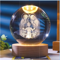 Quả Cầu 3D Pha Lê Phát Sáng, Đèn Led USB, Đường Kính 8cm, Decor Trang Trí, Quà Tặng Ngày Lễ Đặc Biệt