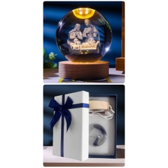 Combo Quả Cầu Pha Lê 3D Phát Sáng Kèm Hộp Đựng, Quà Tặng Sinh Nhật, Decor Trang Trí