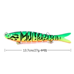 Mồi câu cá giả mắt 3D chân thật 13.7cm 27g gắn sẵn 2 lưỡi câu - BEE125