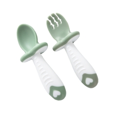 Bộ 2 muỗng thìa nĩa có tay cầm mềm không chứa BPA cho bé tập ăn giá rẻ - BEB056