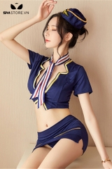 SMS440 - cosplay tiếp viên hàng không gồm áo croptop và chân váy