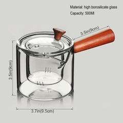 Ấm Trà Thủy Tinh Lõi Lọc Infuser 500ml Tay Cầm Bằng Gỗ - BEE090