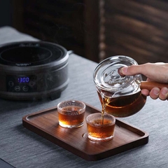 Ấm Trà Thủy Tinh Lõi Lọc Infuser 500ml Tay Cầm Bằng Gỗ - BEE090
