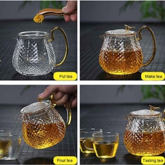 (Tặng 4 Cốc) Ấm Pha Trà Thủy Tinh Phong Cách Bắc Âu Sang Trọng | BEE104