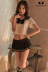 SMS034 - Bộ đồ ngủ cosplay nữ học sinh áo croptop với chân váy ngắn