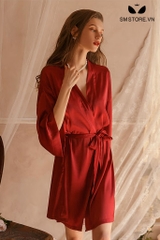 SMS071 - Đầm ngủ có áo choàng thiết kế 2 dây hở lưng sexy quyến rũ