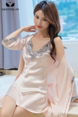 SMS072 - Set đầm ngủ tiểu thư 2 dây sexy quyến rũ có kèm áo choàng