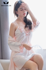 SMS072 - Set đầm ngủ tiểu thư 2 dây sexy quyến rũ có kèm áo choàng