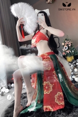 SMS083 - Cosplay mèo hồ ly với áo yếm hở lưng siêu mỏng xuyên thấu