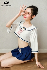 SMS109 - Đồ cosplay học sinh croptop tay lửng kèm chân váy sexy