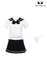 SMS110 - Cosplay nữ sinh nhật sexy với áo croptop và chân váy ngắn