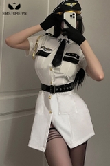 SMS126 - Đồng phục Cosplay cảnh sát sơ mi dáng dài kèm thắt đai
