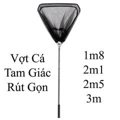 Bộ Vợt Cá Tam Giác Rút Gọn, Cán INOX, Tay Cầm Cao Su