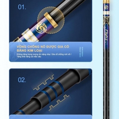 Cần câu Tay Thống Soái Thế Hệ 2 độ cứng 6h - 19i  ( Kèm Đọt Phụ Và Trục 3260 )- BH 1 Năm 1 Lóng Trừ Lóng Gốc
